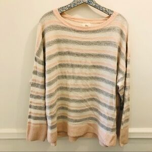 NWOT Caslon Striped Sweater XXL pink gray white wool mohair